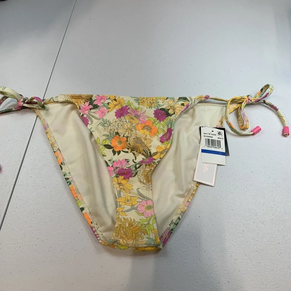 Salt & Cove Junior's Swim Bikini Bottom XL Floral Daisy Side Tie String Beach